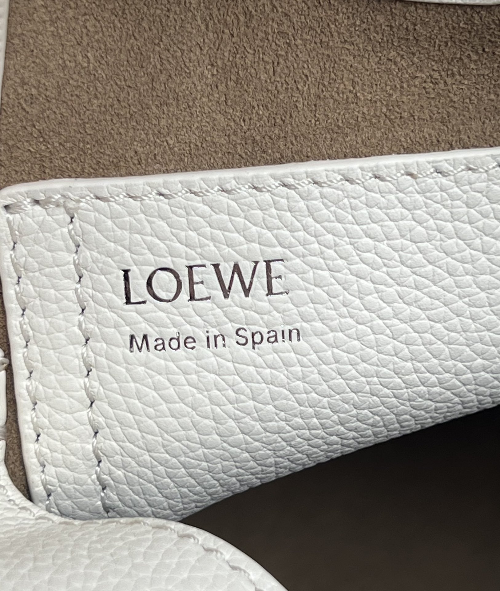 Loewe Mini Pebble Bucket Bag in Soft Grained Calfskin White